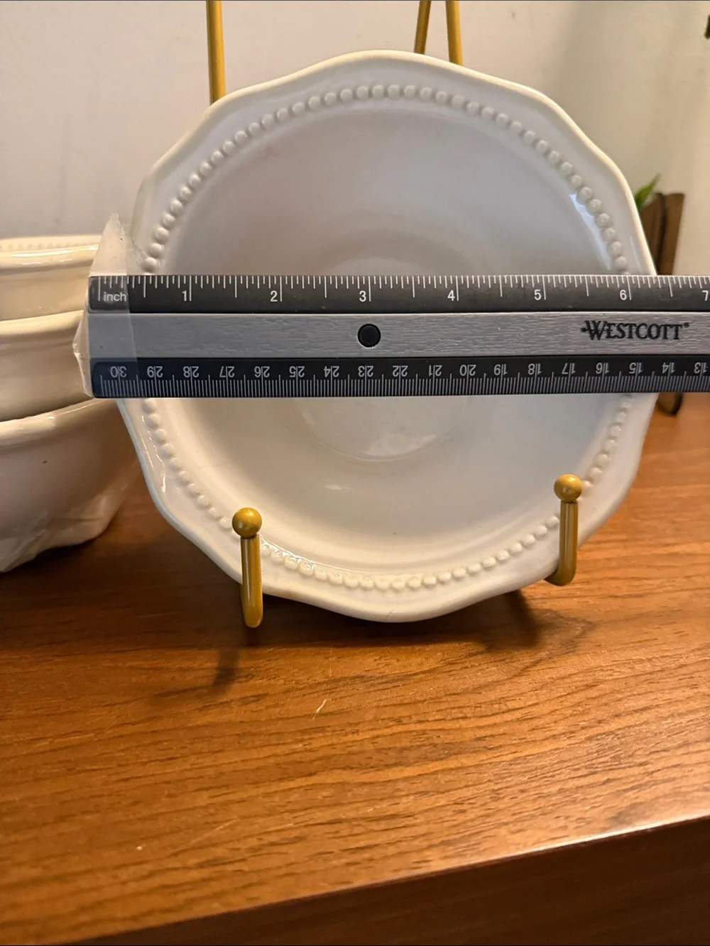 Princess House Pavilion White Ceramic Beaded Edge Bowl - Set of 4